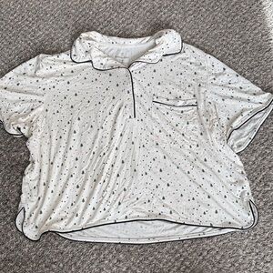 Tommy John Cream Pajama Top with Black Piping